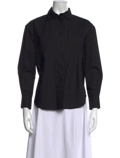Pre-owned Julia Amory Long Sleeve Button-up Top In Black