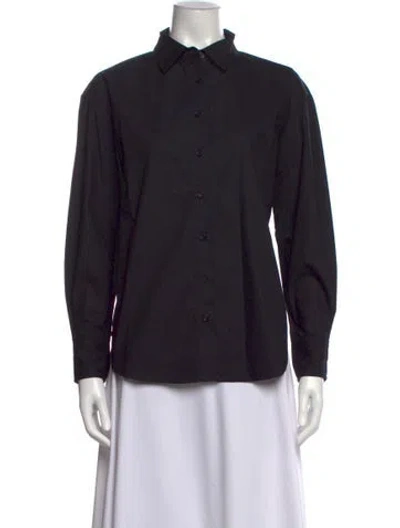 Pre-owned Julia Amory Long Sleeve Button-up Top In Black