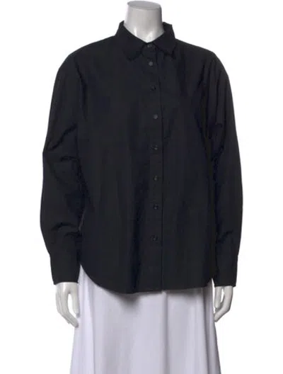 Pre-owned Julia Amory Long Sleeve Button-up Top In Black