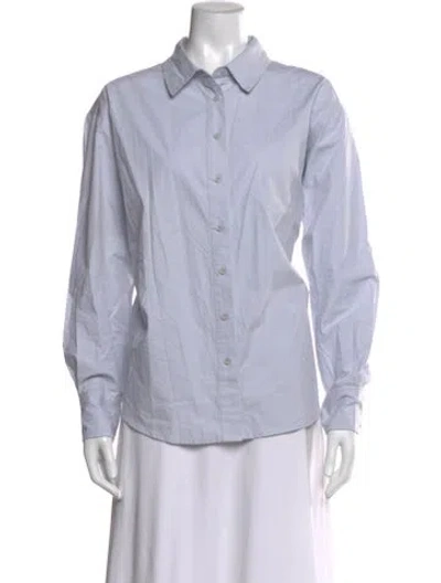 Pre-owned Julia Amory Long Sleeve Button-up Top In Blue