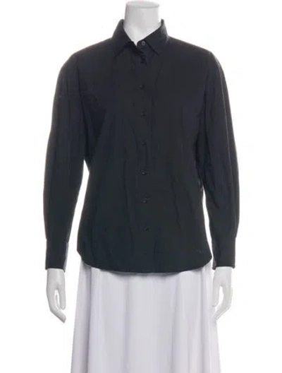 Pre-owned Julia Amory Long Sleeve Button-up Top In Blue
