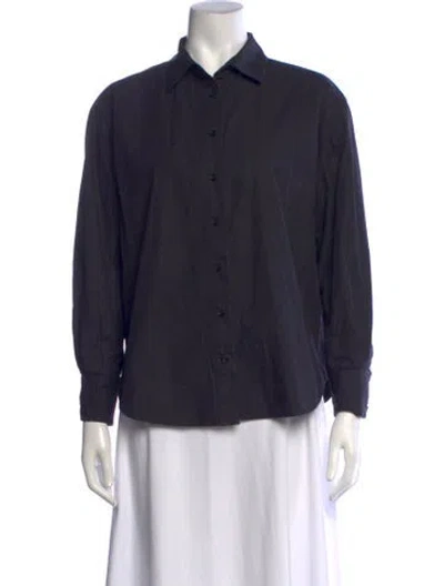 Pre-owned Julia Amory Long Sleeve Button-up Top In Blue