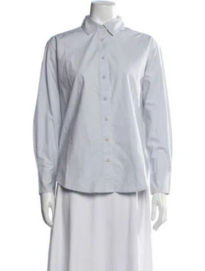 Pre-owned Julia Amory Long Sleeve Button-up Top In Blue
