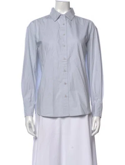 Pre-owned Julia Amory Long Sleeve Button-up Top In Blue