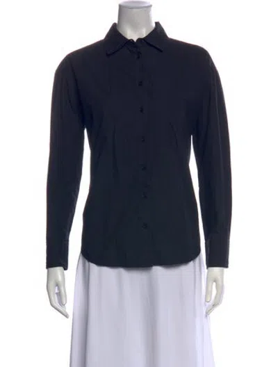 Pre-owned Julia Amory Long Sleeve Button-up Top In Blue