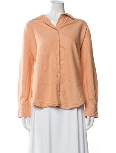 Pre-owned Julia Amory Long Sleeve Button-up Top In Orange