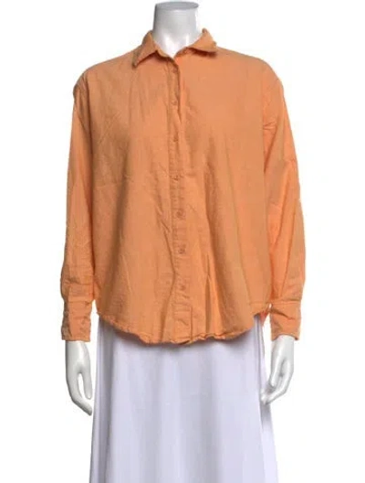 Pre-owned Julia Amory Long Sleeve Button-up Top In Orange