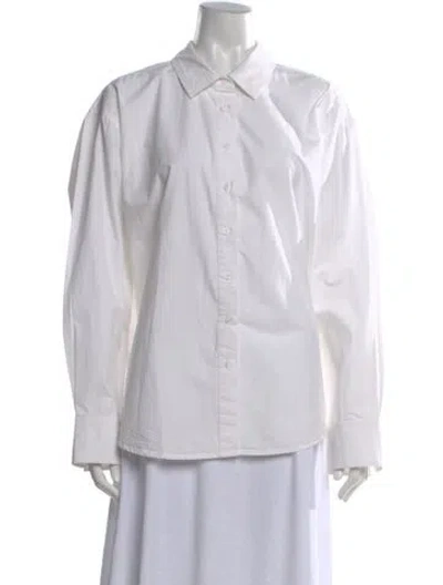 Pre-owned Julia Amory Long Sleeve Button-up Top In White