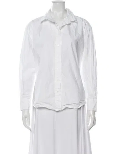 Pre-owned Julia Amory Long Sleeve Button-up Top In White