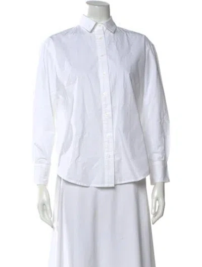 Pre-owned Julia Amory Long Sleeve Button-up Top In White