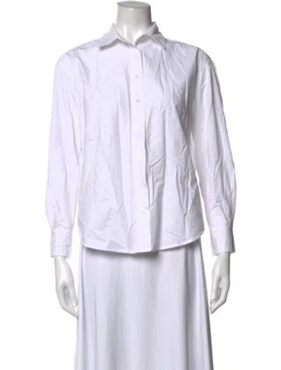 Pre-owned Julia Amory Long Sleeve Button-up Top In White