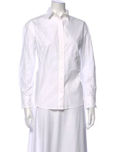 Pre-owned Julia Amory Long Sleeve Button-up Top In White