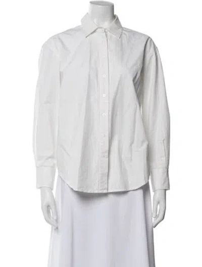 Pre-owned Julia Amory Long Sleeve Button-up Top In White