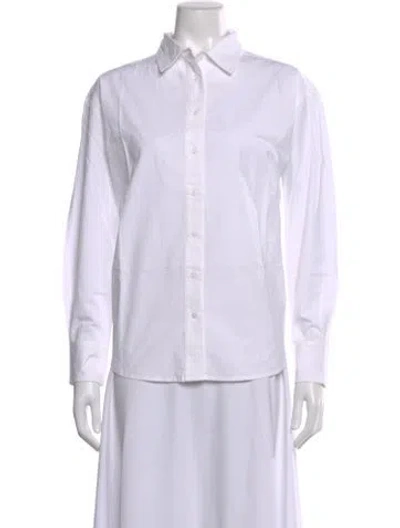 Pre-owned Julia Amory Long Sleeve Button-up Top In White