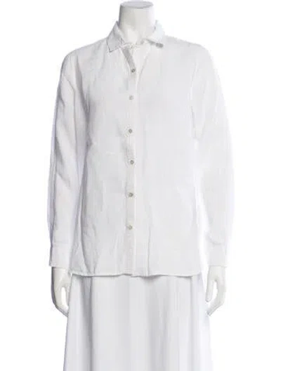 Pre-owned Julia Amory Long Sleeve Button-up Top In White