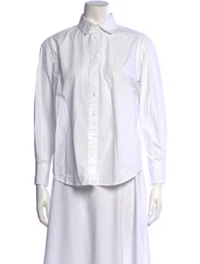 Pre-owned Julia Amory Long Sleeve Button-up Top In White