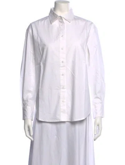 Pre-owned Julia Amory Long Sleeve Button-up Top In White
