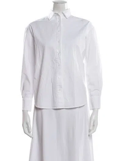 Pre-owned Julia Amory Long Sleeve Button-up Top In White