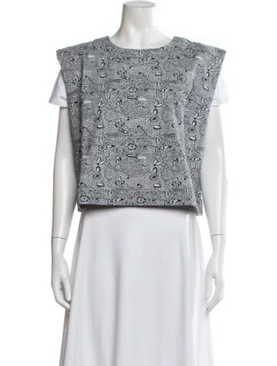 Pre-owned Julia Amory Merino Wool Floral Print Top In Multicolor