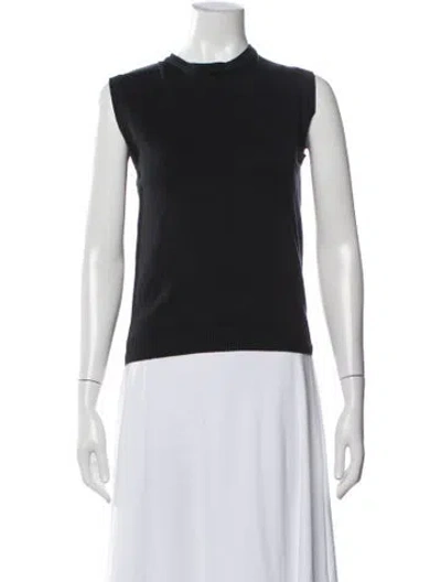 Pre-owned Julia Amory Mock Neck Sleeveless Top In Black
