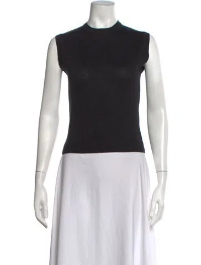Pre-owned Julia Amory Mock Neck Sleeveless Top In Black