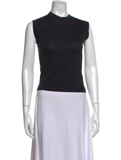 Pre-owned Julia Amory Mock Neck Sleeveless Top In Black