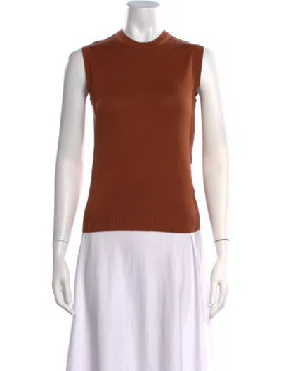 Pre-owned Julia Amory Mock Neck Sweater In Brown/orange