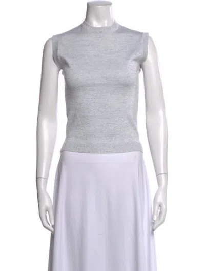 Pre-owned Julia Amory Mock Neck Sweater In White