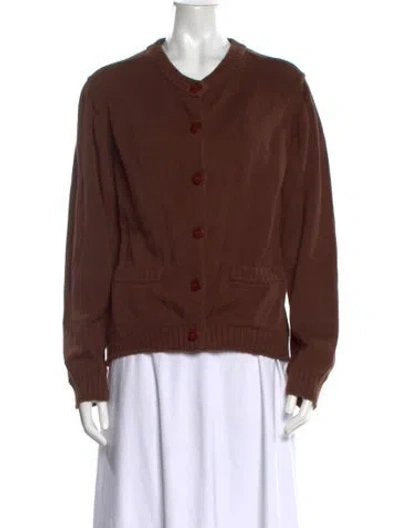 Pre-owned Julia Amory Open Front Sweater In Brown