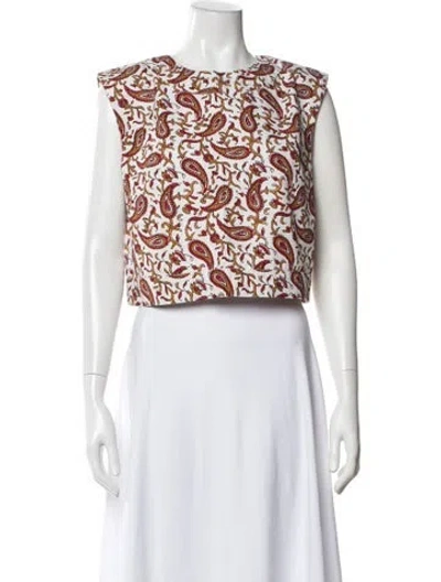 Pre-owned Julia Amory Paisley Print Crew Neck Top In Multi