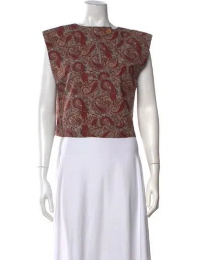 Pre-owned Julia Amory Paisley Print Crew Neck Top In Multi