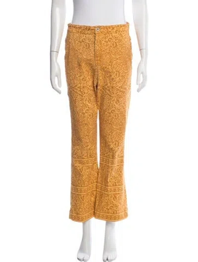 Pre-owned Julia Amory Paisley Print Flared Pants In Yellow