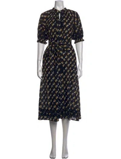 Pre-owned Julia Amory Paisley Print Long Dress In Black