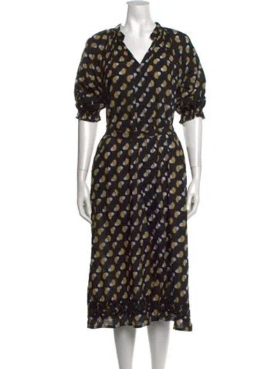 Pre-owned Julia Amory Paisley Print Midi Length Dress In Black