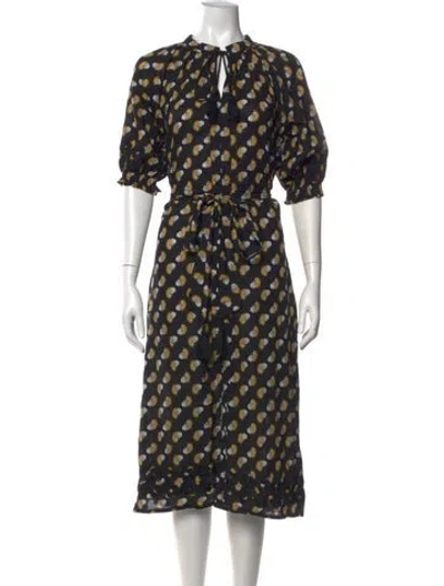 Pre-owned Julia Amory Paisley Print Midi Length Dress In Black