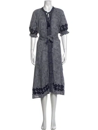 Pre-owned Julia Amory Paisley Print Midi Length Dress In Blue
