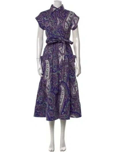 Pre-owned Julia Amory Paisley Print Midi Length Dress In Purple