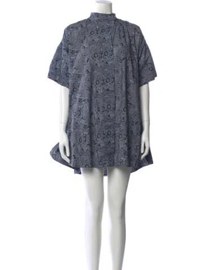 Pre-owned Julia Amory Paisley Print Mini Dress In Blue