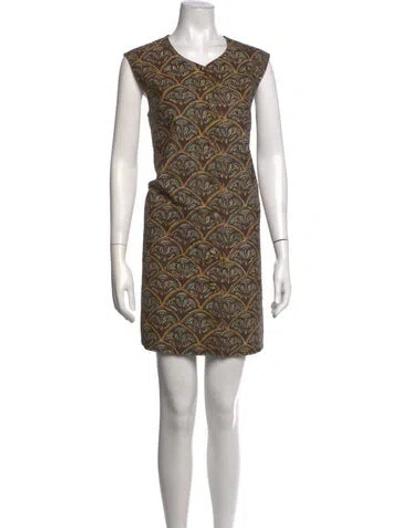Pre-owned Julia Amory Paisley Print Mini Dress In Brown