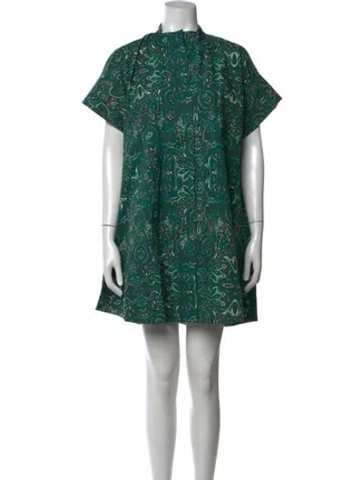 Pre-owned Julia Amory Paisley Print Mini Dress In Green