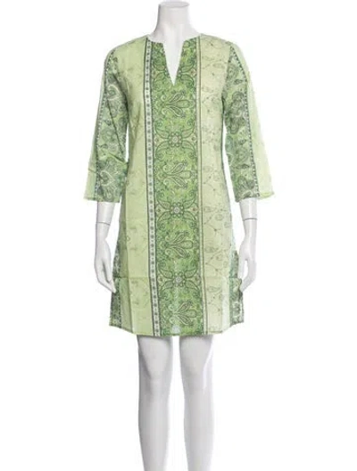 Pre-owned Julia Amory Paisley Print Mini Dress W/ Tags In Green