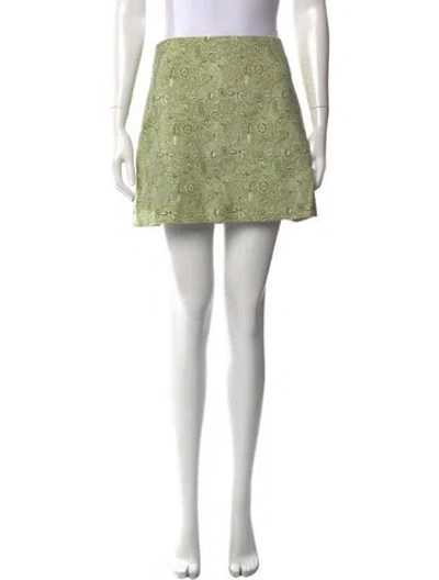Pre-owned Julia Amory Paisley Print Mini Skirt In Green