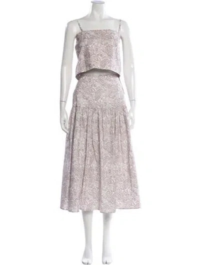 Pre-owned Julia Amory Paisley Print Ruffle Embellishment Skirt Set In Neutral