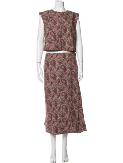 Pre-owned Julia Amory Paisley Print Skirt Set In Red