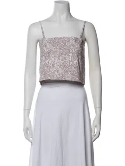 Pre-owned Julia Amory Paisley Print Square Neckline Crop Top In Multicolor