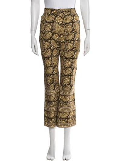 Pre-owned Julia Amory Paisley Print Straight Leg Pants In Multicolor