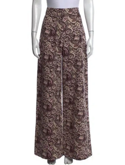 Pre-owned Julia Amory Paisley Print Wide Leg Pants In Multi