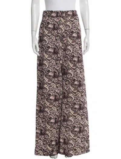Pre-owned Julia Amory Paisley Print Wide Leg Pants In Multicolor