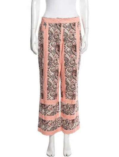 Pre-owned Julia Amory Paisley Print Wide Leg Pants In Pink
