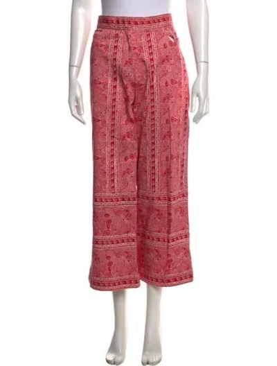 Pre-owned Julia Amory Paisley Print Wide Leg Pants In Pink/red